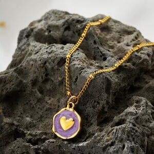 18 KT Gold Over Titanium Purple Heart Necklace